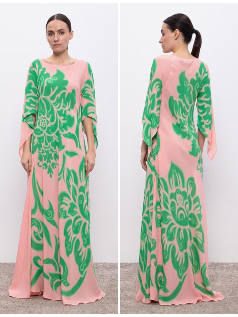 Etro Printed Paisley Green And Pink Floral Maxi Dress Size 36 | US size 2